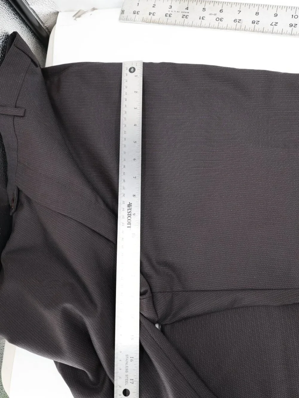 Armani Collezioni Suit Mens 42L 34x39 Wool Two Piece Herringbone unhemmed notch
